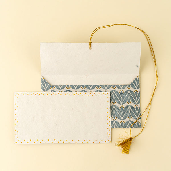 Laurel Block Print Envelope/Card, Light Blue