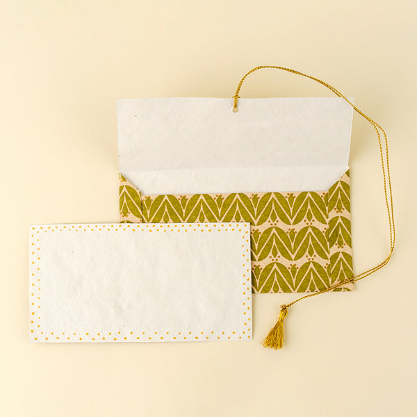 Laurel Block Print Envelope/Card, Olive
