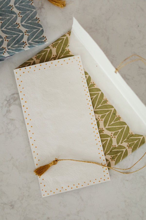 Laurel Block Print Envelope/Card, Olive