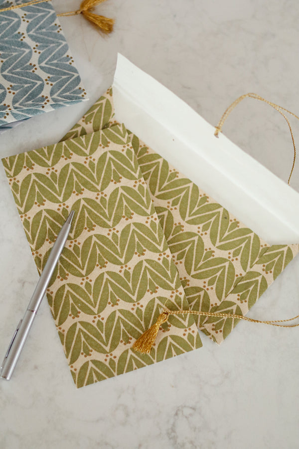 Laurel Block Print Envelope/Card, Olive