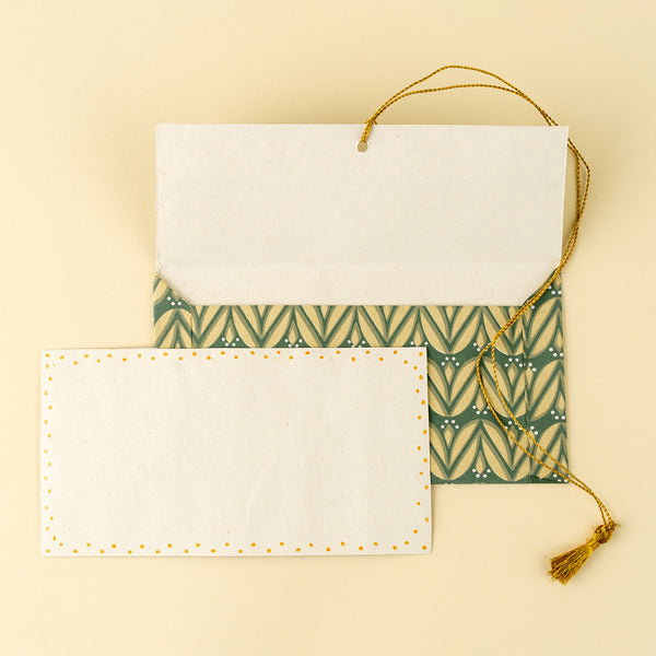 Laurel Block Print Envelope/Card, Emerald