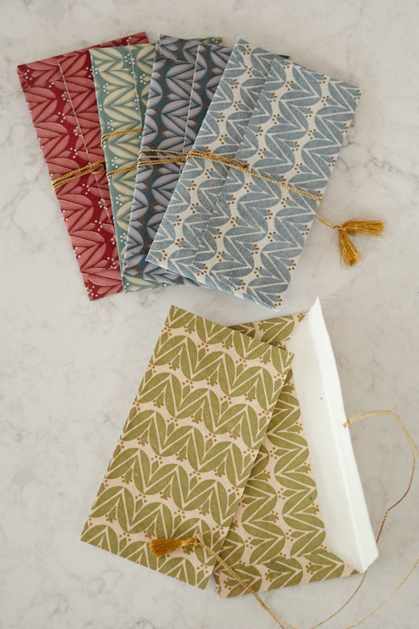Laurel Block Print Envelope/Card, Emerald