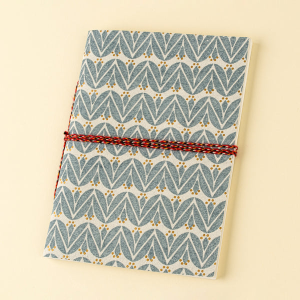 Laurel Block Print Notebook, Light Blue