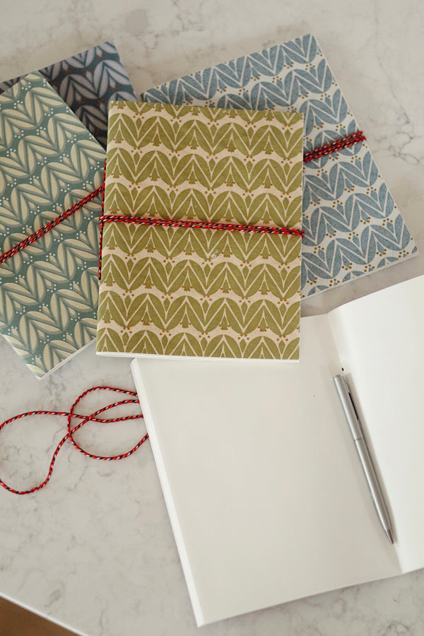 Laurel Block Print Notebook, Ruby