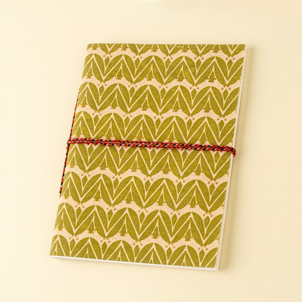 Laurel Block Print Notebook, Olive
