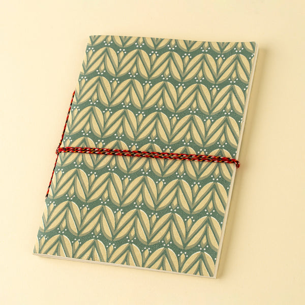 Laurel Block Print Notebook, Emerald