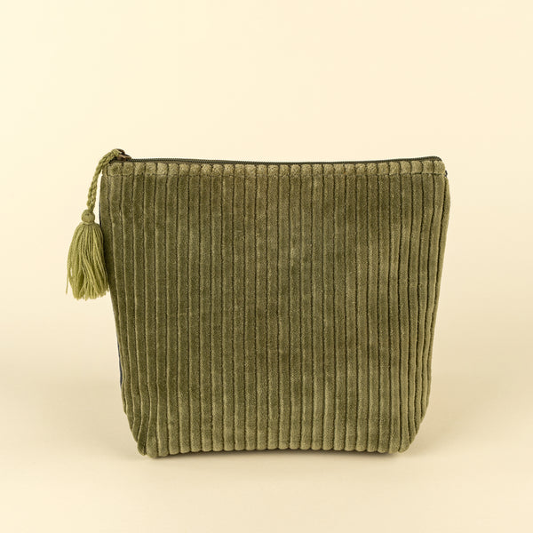 Two-Tone Velvet Vanity Pouch M, Navy/Green