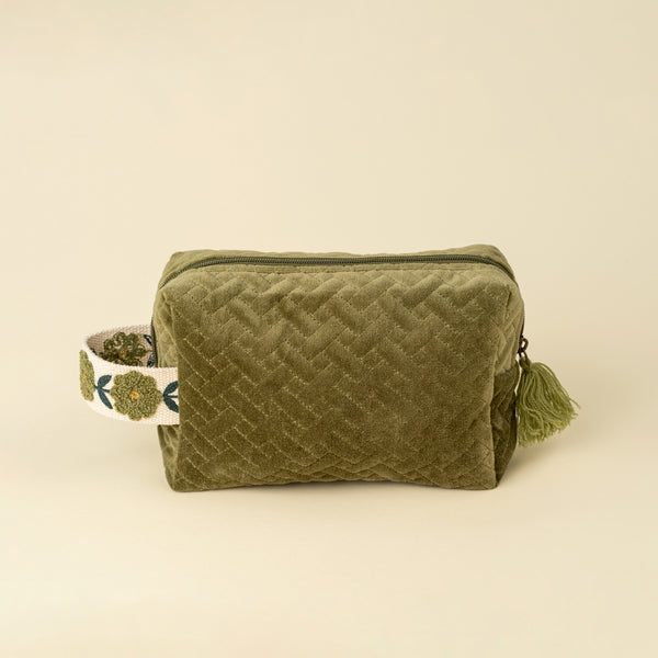 Rosette Velvet Vanity Pouch M, Green