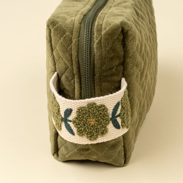 Rosette Velvet Vanity Pouch M, Green