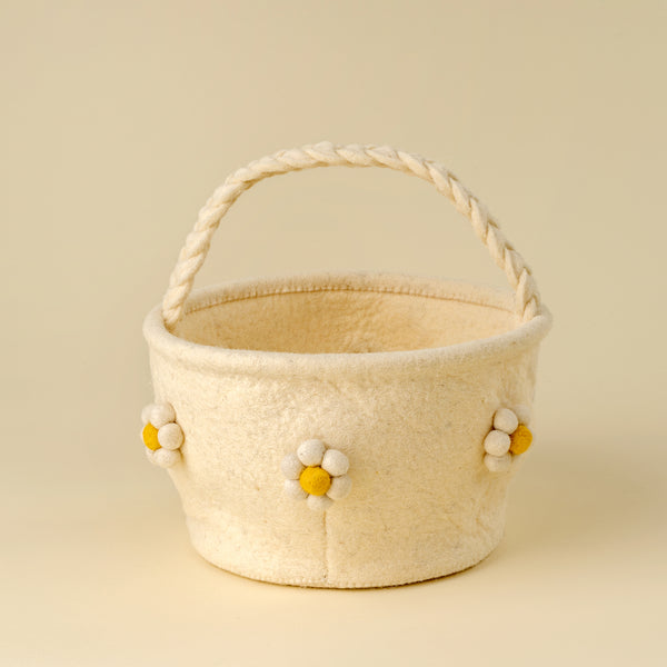 Daisy Felt Easter Basket, Cream