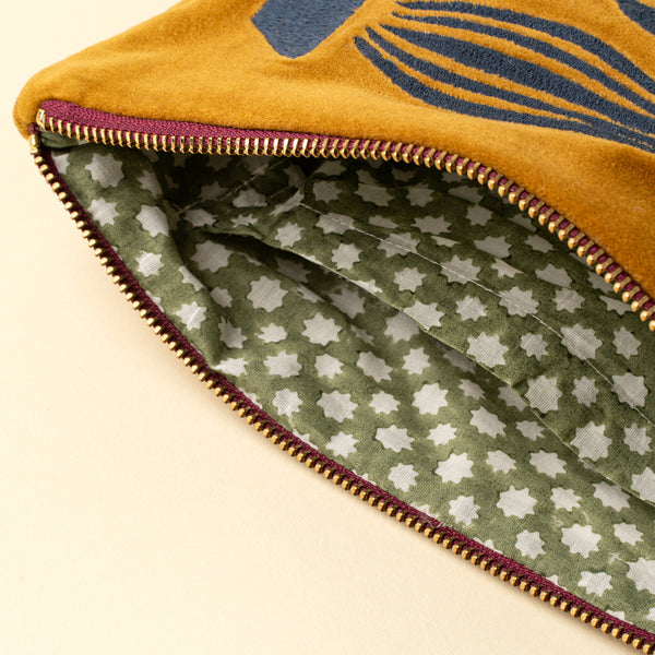 Spring Silhouettes Velvet Embroidered Pouch