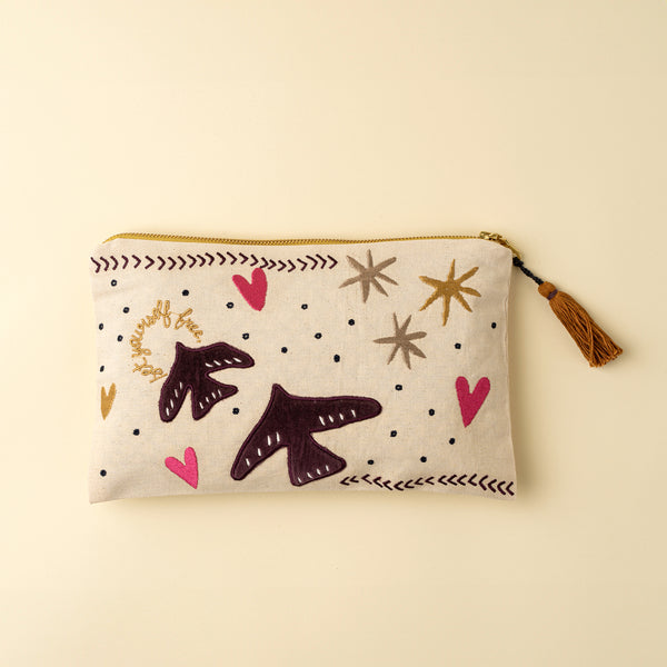 Be Free Embroidered Pouch