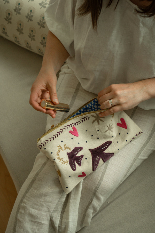 Be Free Embroidered Pouch
