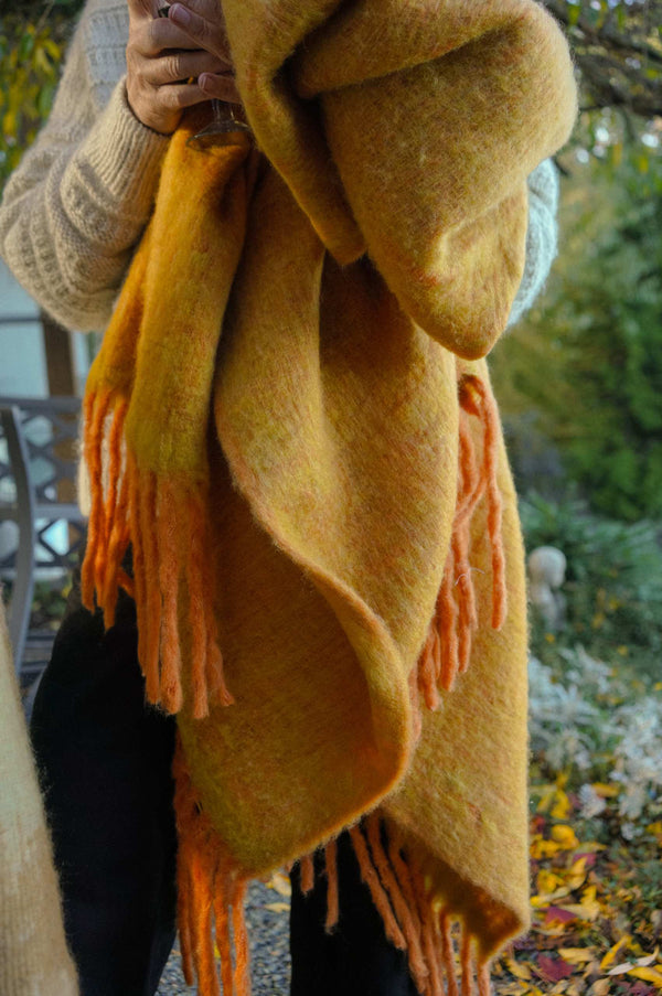 Oslow Wool Blend Throw, Turmeric