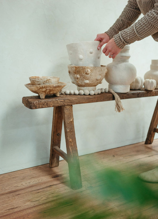 Curio Footed Paper Mache Bowl