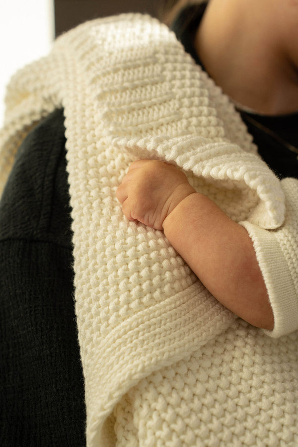 Nell Knit Baby Blanket, Cream