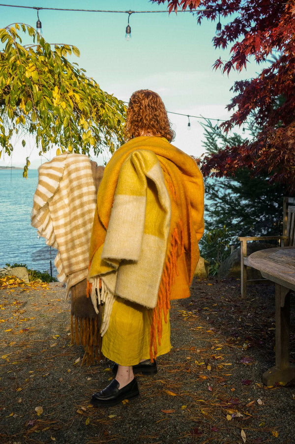 Oslow Wool Blend Throw, Turmeric