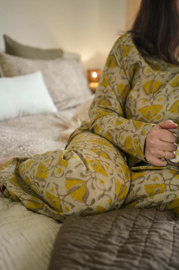 Lotus Block Print Pyjama Set - L/XL